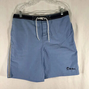 Old Navy Swim Trunks Men's Large Blue Lined Drawstring Tie Rear Pocket